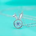 wholesale S925 Sterling Silver Moissanite Moon Bunny Necklace for Women, Twelve Zodiac Pendant Set Wholesale, Blessing-0-3