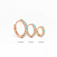 wholesale S925 Sterling Silver Circle With Zircons, Minimalist Ins Style Ear Clasp, Amazon Hot-selling Light Luxury Earrings-Rose Gold-Turquoise 6MM