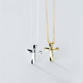 wholesale S925 Sterling Silver Korean Style Small Fresh Cross Pendant Necklace Lovely Geometric Collarbone Chain D5175-0-0