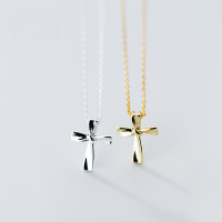 wholesale S925 Sterling Silver Korean Style Small Fresh Cross Pendant Necklace Lovely Geometric Collarbone Chain D5175-S925 silver necklace silver model 925 silver