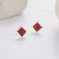 wholesale S925 Sterling Silver Women's South Red Agate Ear Studs Retro Trendy Spring Summer New Earrings for Healing Ear Piercings-0-4
