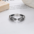 wholesale S925 Sterling Silver Chinese Zodiac Majestic Double Dragon Head Design Open Ring Retro Dragon Soaring and Tiger Leaping Chinese Style Ring-0-1