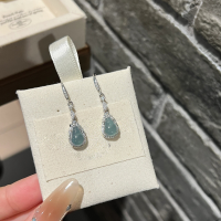 wholesale S925 Sterling Silver Natural Weitian Jadeite Blue-Green Gourd Earrings, Fresh Chinese Style Aloof Sense of Fortune Ear Pendents-Platinum 925 silver