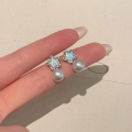 wholesale S925 Sterling Silver Blue Star Pearl Earrings, Light Luxury, Sweet, Niche Design, High-End Fashion Earrings for Women-0-5