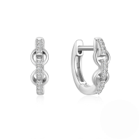 wholesale 925 Sterling Silver With Zircon Accent Chain Style Hoop Earrings, European And American Design-White Gold #2