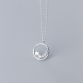 wholesale S925 Silver Necklace, Trendy Star with Diamond Inlay Hollowed-out Collarbone Chain D5468-0-0