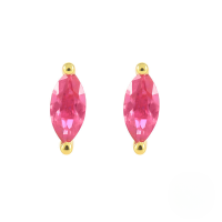 wholesale S925 Sterling Silver Colorful Marquise Single Zircon Stud Earrings,ins-Gold-red corundum