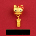 wholesale Metal material: Old gold Vietnamese sand gold KT cat cartoon bow tie KT cat pendant with large hole, lucky bead, DIY bracelet, leather cord accessory-0-15