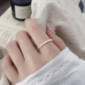 wholesale S925 Sterling Silver Twist Ring with Interlocking Band, Adjustable Opening, Niche Index Finger Ring, Xiaohongshu Same Style-0-1