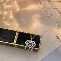 wholesale Metal material: s999 silver Women's maker pendant necklace with Chinese character "Fu" blessing lock, fashionable and high-end versatile necklace, ideal gift for best friend-Pure Silver Fortune Lock Necklace Pure Silver