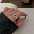 wholesale S925 Sterling Silver Geometric Textured Open Ring for Women, Korean Spring New Ins Trendy Versatile Band-0-3