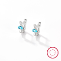 wholesale S925 Sterling Silver Cross-border Exclusive Matching Set of Bunny Earrings and Necklace, Adorable and Girly with Blue Zircon Inlay, Children's Style-0-4