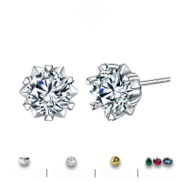 wholesale S925 Sterling Silver Cross-Border Wholesale Six-Prong Snowflake Earrings for Women, High-End Earrings, Silver Jewelry Accessories for Men-【D color moissanite】 50 points+50 points