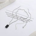 wholesale S925 Sterling Silver Korean Style Resin Geometric Black Sweet and Edgy Pendant Choker Necklace-0-2
