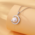 wholesale S925 sterling silver necklace for women with natural freshwater pearls, fashionable collarbone chain, small and unique design star and moon necklace and earring set-0-1