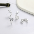 wholesale S925 Sterling Silver Korean Minimalist Geometric Ring Creative Versatile Trendy Ins-style Heart Earrings-0-1