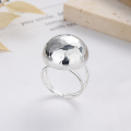 wholesale S925 Silver Fashion Trendy Ins Style Geometric Rhombic Sphere Wide Band Minimalist Versatile Open Ring-0-0
