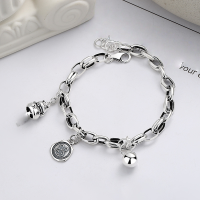 wholesale S925 Silver Retro Vintage Rabbit Peace Cat Personalized Creative Design Trendy Style Chunky Bracelet-YS235/approx. 12.7g 925 silver