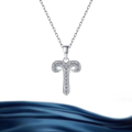 wholesale Metal S925 Sterling Silver Zodiac Aries Moissanite Women's Pendant High-end Necklace Silver Jewelry-0-0