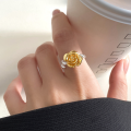 wholesale S925 Sterling Silver Dainty Sweet Ins Style Small Gold Rose Flower Ring R02806-0-1