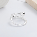 wholesale S925 Silver Cloud Tide Pavilion Fashion European and American Cross-Border Twist Double Sphere Sweet and Cool Style Trendy Versatile Design Open Ring-0-2