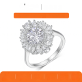 wholesale S925 Sterling Silver Vintage Royal Style Round Moissanite Ring for Women with Ornate Floral Design, Luxurious and Grand-0-0