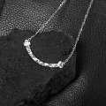 wholesale 999 Sterling Silver Smile Ice Necklace for Women, Minimalist Ins Style, Niche High-End Sense Smile Pure Silver Collarbone Chain-0-0