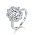 wholesale S925 Sterling Silver 4-Carat Radiant Cut Moissanite Ring Silver Jewelry for Women Men's Accessories Mosanite-0-2