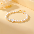 wholesale S925 sterling silver four-leaf clover natural freshwater pearl bracelet with moonstone, trendy design, niche collectible-0-1