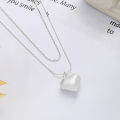 wholesale S925 Silver Fashion Korean Japanese Ins Style Brushed Heart Pendant Matte Texture Simple Elegant Collarbone Necklace-0-1