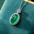 wholesale S925 Sterling Silver Natural Chalcedony Egg-Shaped Pendant Necklace, Chinese Style Light Luxury Mother's Day Gift for Mom and Best Friend Necklace-0-2