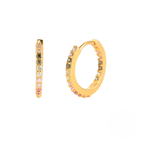 wholesale S925 Sterling Silver Fashionable And Minimalist Ins-style Rhinestone Hoop Earrings With Creative Ear Clasp-Gold