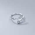 wholesale S925 Silver Ring with a Delicate Single Diamond, Vine and Hollow-Out Leaf Design, Simple and Sweet Bracelet J8723-0-2