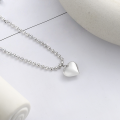 wholesale S925 Sterling Silver Korean Version Ins Minimalist Style Square Bead Chain Heart Three-Dimensional Thumping Necklace-0-1