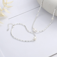 wholesale S925 Sterling Silver Korean-style Sweet Design Unique Detailing Mixed Pearl Elegant Commuter Necklace-YL510/Bracelet about 3.4 grams 925 silver