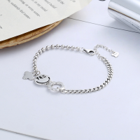 wholesale S925 Sterling Silver Korean Japanese Trendy Cute Hollow Flower Patchwork "Yes" Smiley Bead Bracelet for Women-YS122/6.3g 925 silver
