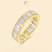 wholesale S925 silver gold fashionable non-fading ring for women, niche, cross-border bestseller, luxurious and high-end moissanite ring-Moissanite 3*4mm>US No. 5