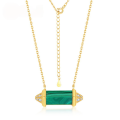 wholesale S925 sterling silver gold-plated minimalist geometric malachite and diamond-embedded necklace, fashionable and unique, available for dropshipping-0-0