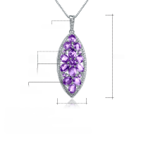 wholesale S925 Sterling Silver Luxury High-End Natural Amethyst Pendant with European and American Fashion Design Gemstone Necklace-Natural Amethyst (with silver chain)  925 silver