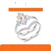 wholesale S925 Silver Marquise Double Halo Ring for Women, High-End Engagement Wedding Gift, eBay Best Seller-Platinum 2 carats (with certificate) >5 US