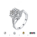 wholesale S925 Sterling Silver Cross-Border Exclusive D Color Moissanite Ring, 1 Carat Queen's Royal Style Engagement Ring for Women-0-0