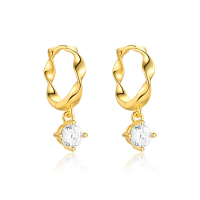 wholesale S925 Sterling Silver Retro Pearl And Zircon Cross Earrings, Popular In Europe And America, Minimalist Ins Style-Gold#2 925 Silver