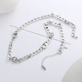 wholesale S925 Sterling Silver Hip-hop Cuban Link Chain with Openwork T Letter Pendant, Punk Style Unisex Necklace-0-1