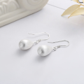 wholesale S925 Silver Fashion European and American Brushed Matte Textured Teardrop Minimalist Commute Versatile Ear Hook Earrings-0-1