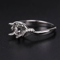 wholesale 9/10/14/18k white gold or platinum classic simple precision-set 1ct round micro-pave diamond ring with plain shank-1 carat 9k gold diamond ring in a hollow setting  US size 10