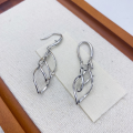 wholesale S925 Sterling Silver Double Twist Wave Minimalist Ear Hooks, Fashionable European American Korean Style Niche Design Long Twisted Floral Silver Earrings-0-1