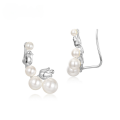 wholesale S925 Silver Korean and Japanese New Style Two-Way Earrings for Women, Inlaid with Shell Pearls, Ear Cuff, Niche Design, High-End Feel, Wholesale from Manufacturer-0-0