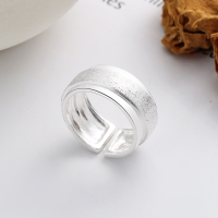 wholesale S925 Sterling Silver Frosted Double-Layer Wide Band Ring Simple and Timeless High-End Retro Niche Design-YJ843M/approx. 4.6g Adjustable opening