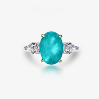 wholesale Silver blue-green synthetic Paraiba 10*14 oval-shaped 5-carat ring, wish hot sale-Paraiba color 10*14; N74【R-0871】>9
