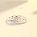 wholesale 999 Silver Nalan Three-Life Three-World Couple's Plain Ring, Unisex Minimalist Versatile Ring R02083-0-2